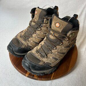 Merrell Mid Hiking Boots Men's 9.5 Brown Waterproof Vibram Grip